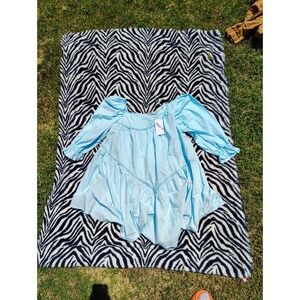 Blue B Collection Mini‎ Dress Women's Small Blue White Floral Cottage Lagenlook